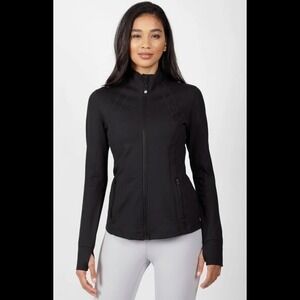 90 Degree by Reflex Women's Sz Large Full Zip Runner Jacket Black Stretch Pocket